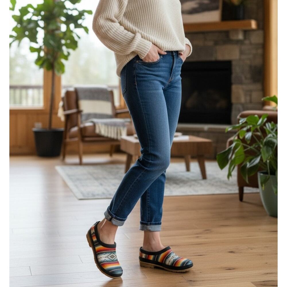 Pendleton Clog Shoes Women's 7 Multicolor Southwestern Sherpa Faux Fur Slip On